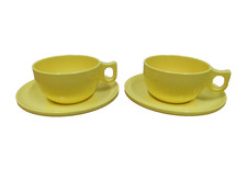 60er 70er  2 Tassen/Untertassen Melamin gelb Camping Outdoor 60s 70s Vintage