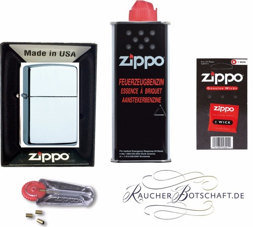 Zippo chrom poliert - set, +