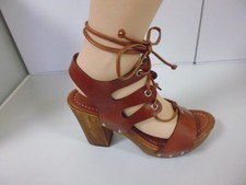 SCHUHE  SANDALETTE HOLZ- SOHLE  PLATEAU Made in Italy Gr. 37  ( 4 )   