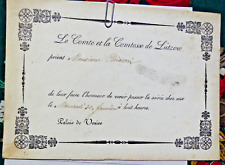 Einladungskarte zum Schloss Venedig von der Gräfin von Lutzow (Preußen)