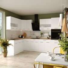 Küchenzeile Eckküche Winkel Küche Einbauküche ALINA Weiß Matt 180x300 cm