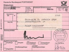 732796) Bund Rückschein aus
