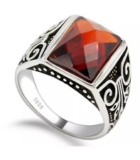 toller massiver Silber 925 Ring Echt Silber rot Stein herren Damen Silber Ring 