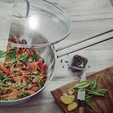 WMF Wok Induktion 30 cm mit Glasdeckel Edelstahl