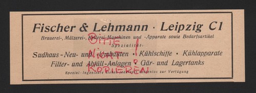 Leipzig werbung 1937 fischer - leipzig,, 1937,