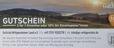 Greenfee Gutschein 2026  2for1