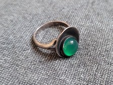 alter Marken-Designer-Ring - N.E. From, Silber 925, grüner Achat, Art Deco, edel