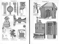 Fernsprecher I - II Fernsprechtechnik Telefon Fernsprechapparat Holzstich 1906
