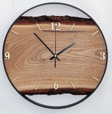 Wanduhr XL 40 cm groß handgefertigt Eiche Bohle Massiv und Stahlring Unikat