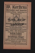 HAMBURG-ALTONA, Werbung 1910, W. Karstens Uhrmacher Juwelier Besteck-Sachen