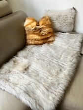 Pelzdecke Blaufuchs Polarfuchs Echtpelz Sofa Sessel Überwurf 115 x 65 cm
