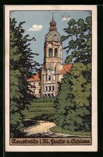 Steindruck-AK Neustrelitz i. M., Partie am Schloss 