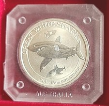 Silbermünze Australien Great White Shark - Weisser Hai - 2014 in Münzkapsel RAR