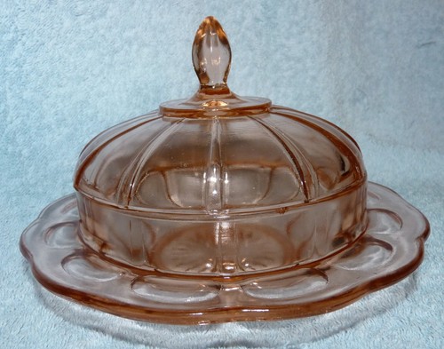 Rosa pressglas alte butterdose - rosa,