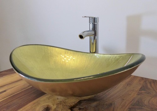 Aufsatz glas waschbecken oval - glas,