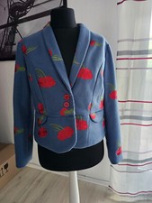 Blazer Jacke blau mit Rosen