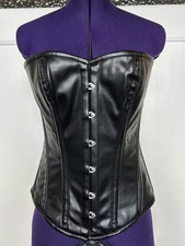 Gothic Vollbrust Corsage Schwarz Gr 38 verstellbar Kunstleder Korsett Steampunk