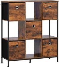 Kommode mit 5 Schubladen aus Stoff,Kommodenschrank Sideboard 90x100x56cm k056vbn