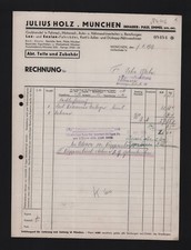 MÜNCHEN, Rechnung 1939, Julius Holz Fahrrad-Motorrad-Auto-Grosshandel Kfz