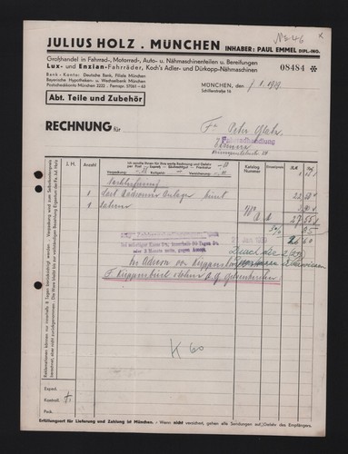 München rechnung 1939 - mÜnchen,,