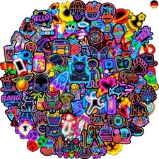 Aufkleber 100 Stück Cool Neon Sticker Set, Wasserfeste Vinyl Aufkleber, Sticker 