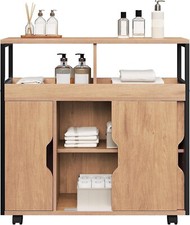 Nischenschrank Badezimmerschrank Badschrank auf Rollen Badrollwagen Weiß 0247yw