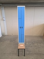 C+P Z-Spind Metallspind 2 Abteile Sitzbank blau grau abschließbar