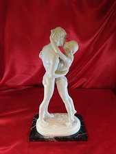 Alte Edle Skulptur Kuss Figur Alabaster Marmor Signatur A. Santini Italy (5159)