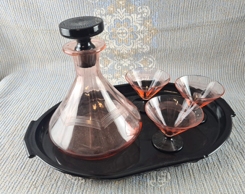 Art deco glas karaffe - art, drei