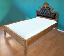 BETTGESTELL SINGLE-JUGEND-BETT 140 X 200 BETT HOLZ NATUR POLSTER SCHWARZ 