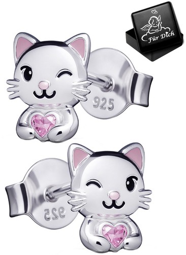 Ohrringe 925 silber rosa - ohrringe, katze
