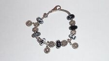 Trollbeads Armband  / Bettelarmband mit 17 Beads/Charms, silber / schwarz