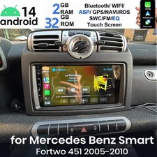 Apple CarPlay Für Smart Fortwo 451 2005-2010 Android 14 Autoradio GPS Navi RDS