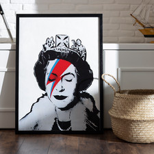 Art Queen Poster Banksy Druck Straße Graffiti gerahmt A4 A3 A5 Wohnkultur Urban