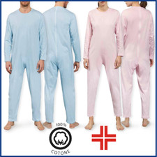 Sanitär Ganzanzug Pyjama Herren Damen Reine Baumwolle Overall mit Reißverschluss hinten