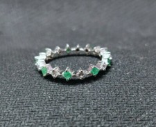 Silber Smaragd Stapel Ring Natürlicher May Geburtsstein 2 MM Stein