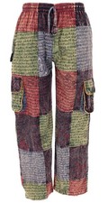 Patchwork Cargohose, bequeme Mantra Print Unisex Freizeithose - bunt
