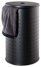 Wäschekorb mit Deckel Wäschesammler Wäschetruhe Wäschetonne Edelstahl Schwarz