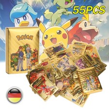 55PCS Gold Karten for Pokemon Vstar Vmax Goldfolienkarten Deck Box V Sortierte