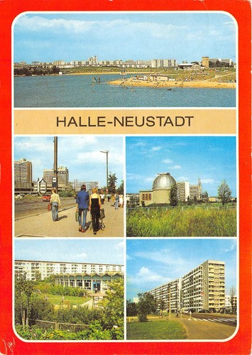 Halle neustadt freibad an - ak, halle-neustadt