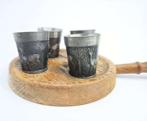 Zinn schnapsbecher 4er - zinn, set