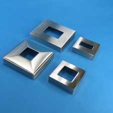 Edelstahl Abdeckrosette Vierkantrohr Rundrohr V2A Geschliffen Rosette Pfosten VA