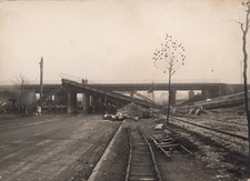 Foto Eisenbahnschienen, eingestürzte Brücke 1918 - 11221309