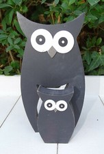 Deko-Figur "2 Eulen" Holz 9/17cm schwarz Uhu*Kautz Eule Figuren 