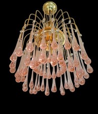 Murano Chandelier rare Pink  Glass glass drop Lamp  1970s