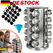 Gewürzkarussell Gewürzständer 20 Gläser 360° drehbar Gewürzregal Edelstahl Rund