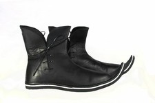 Mittelalter Schnabelschuhe aus Leder schwarz  Herrenschuhe Größe 44