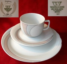 WINTERLING KIRCHENLAMITZ LUGANO KAFFEE GEDECK GRAFISCH PASTELL ROSÉ GRAU VINTAGE