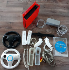 Nintendo Wii Konsole rot + 2 Original Controller Wii Sports alle Kabel Lenkräder