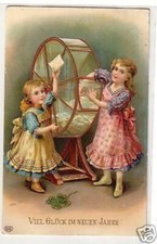 22041 Neujahrs Ak 2 Kinder mit